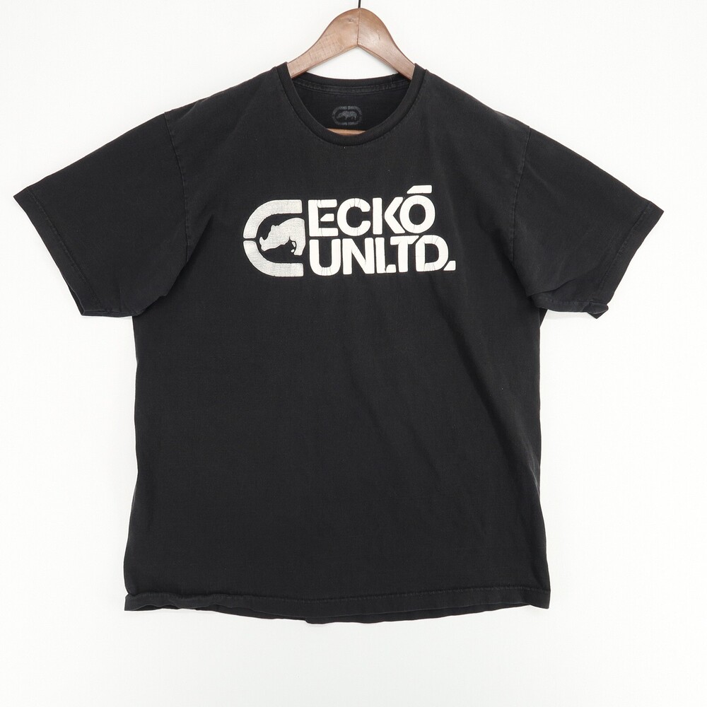 Ecko Unltd T Shirt Mens L Black Graphic Rhino Logo Short Sleeve Crew Neck